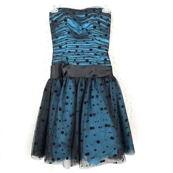 Flirt Dresses & Skirts - Flirt By Maggie Sottero Dress Womens Small Teal Black Short Prom Event Netting